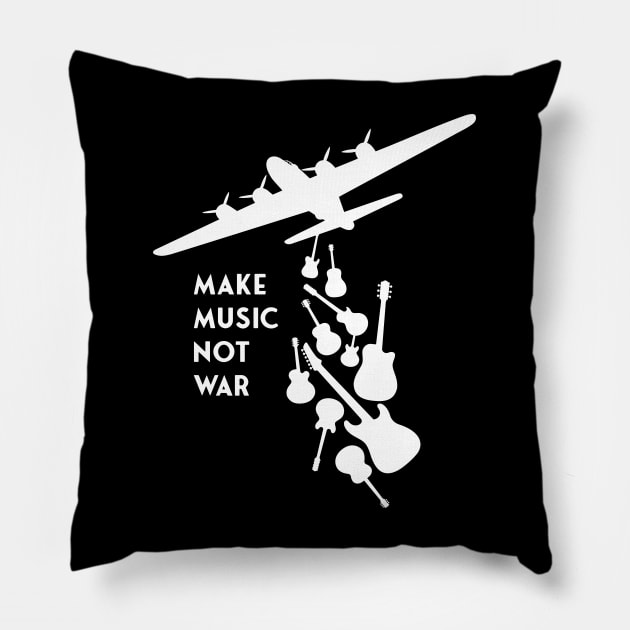 Banksy - Make Music Not War - White Pillow by Barn Shirt USA