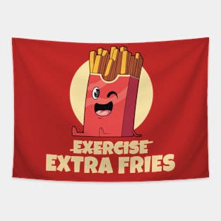 Exercise? Extra Fries! (on dark colors) Tapestry