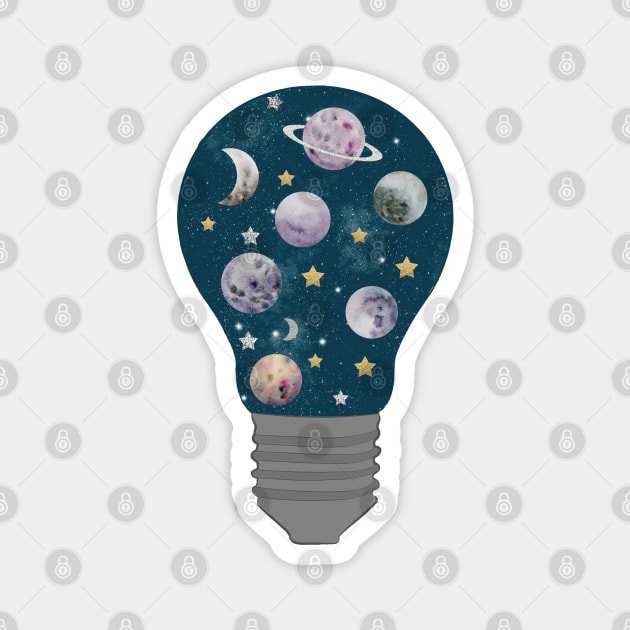 Galaxy Light Bulb Magnet by Lizzamour