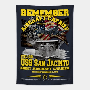 USS SAN JACINTO CVL-30 Light Aircraft Carrier Tapestry