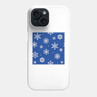 Christmas Folk Snowflakes2 Blue Phone Case