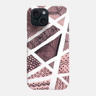 Geometric doodles - pink and black Phone Case