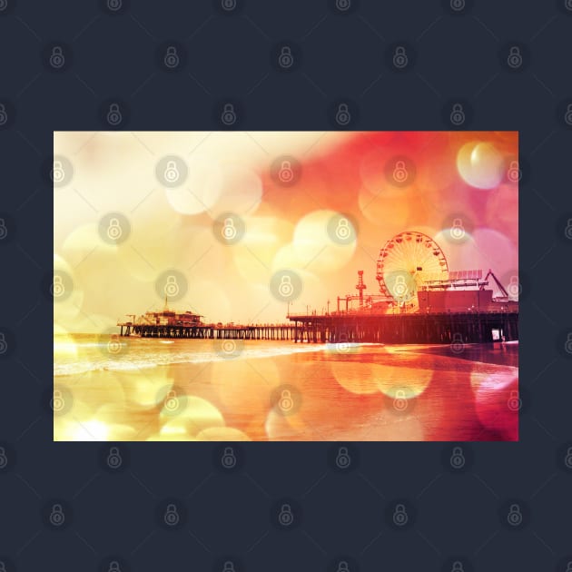 Yellow Pink Bokeh Santa Monica Pier by Christine aka stine1