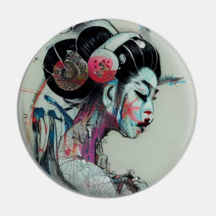 Cyber Geisha painting Pin