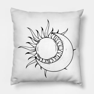 bohemian astrological design with sun, stars and sunburst. Boho linear icons or symbols in trendy minimalist style. Modern art Pillow