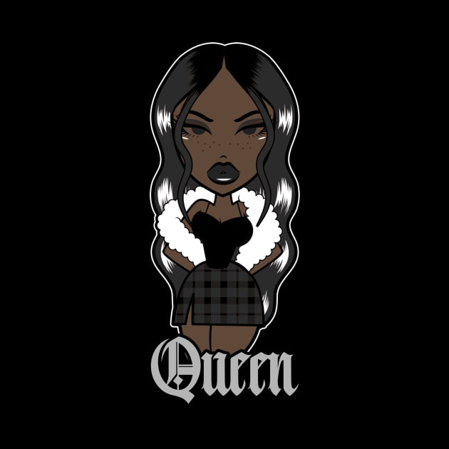 Queen Doll girl Dark Black by Just In Tee Shirts