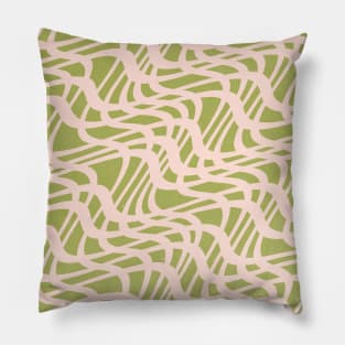 Abstract Wavy Pattern Pink Green Pillow