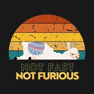 Not Fast Not Furious Lama Retro T-Shirt