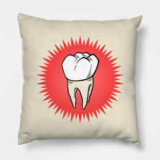 Molar freshly extracted on a red starburst Pillow