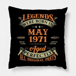 52nd Birthday Gift Legends Born In May 1971 52 Years Old Pillow