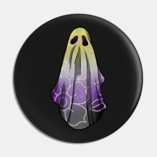 Nonbinary Pride Flowery Ghost Pin