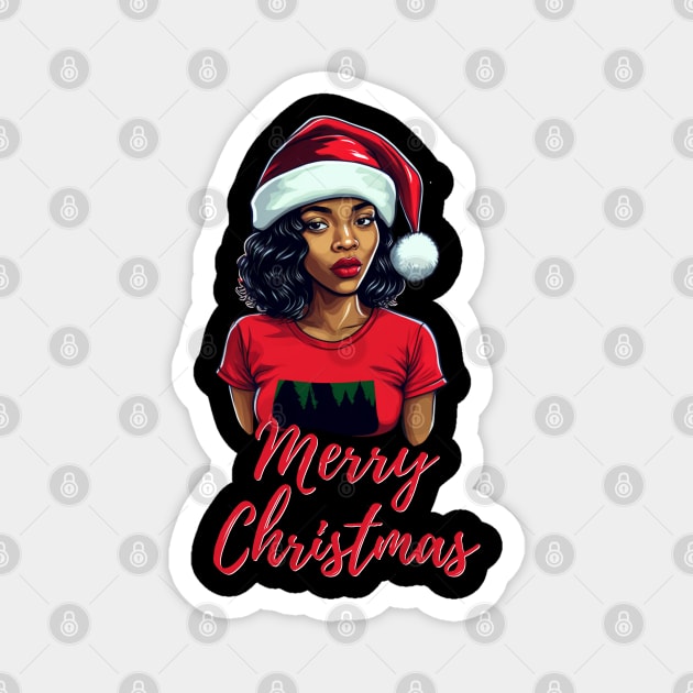 Black Woman Santa, Black Mrs Santa Claus, African American Santa, Merry Christmas Magnet by UrbanLifeApparel
