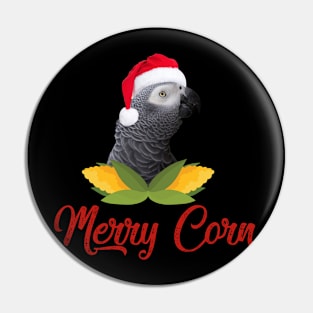 African Grey Parrot Merry Corn Christmas Santa Pin