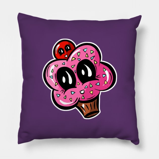 Sweet Cheeks Cherry Cupcake Cartoon Pillow by Squeeb Creative