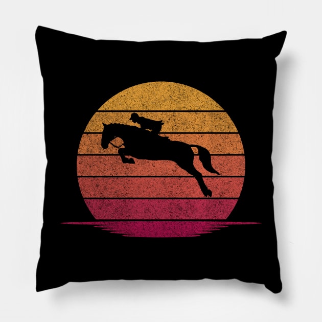 Awesome Funny Horseback riding Gift - Hobby Silhouette Sunset Design Pillow by mahmuq