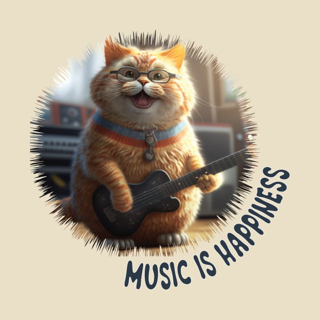 Music is Happines smile cat by MusicianCatsClub