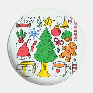 Adorable Christmas Doodle Art Pin