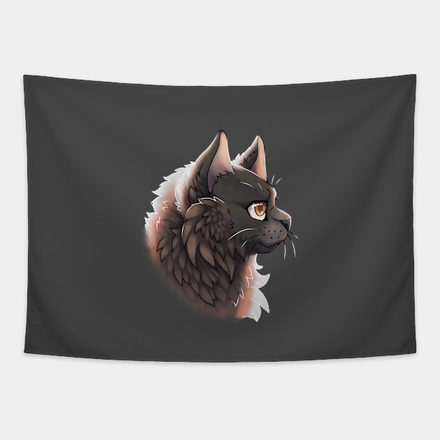 Black British Longhair Side Portrait Tapestry by Bamsdrawz