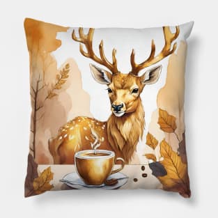 deer with coffee Pillow