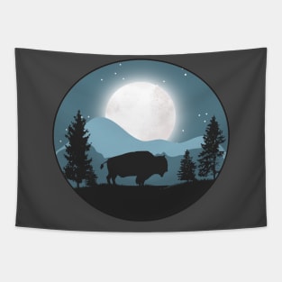 Night falls as the Buffalo roam the prarie in Yellowstone Tapestry