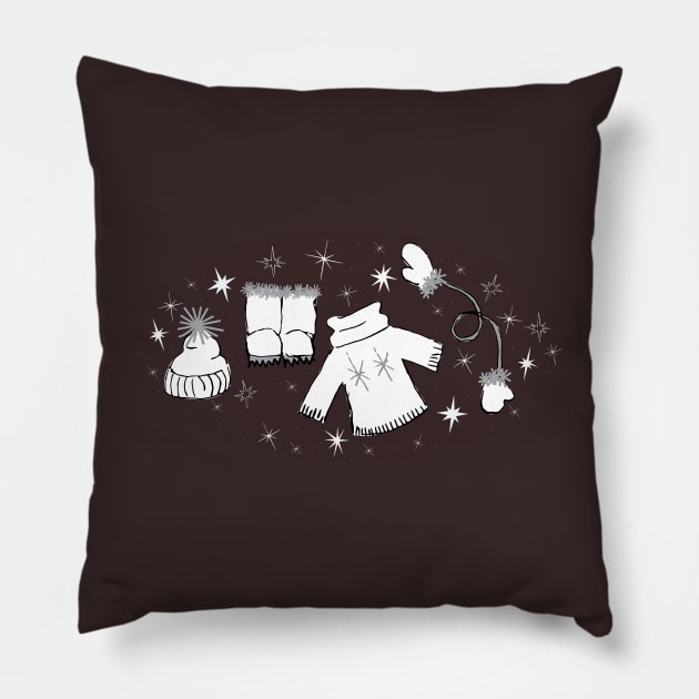 Winter weather snow lover cartoon illustration Pillow by Angel Dawn Design