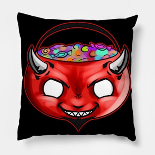 Sweets Bucket Scary Devil Sweets Collecting On Halloween Pillow