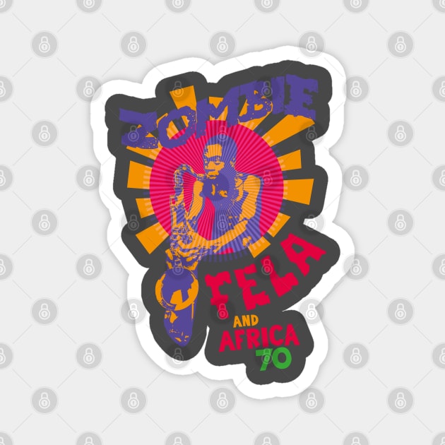 Fela Kuti's 'Zombie' Album Tribute: Psychedelic Afrobeat Illustration Magnet by Boogosh