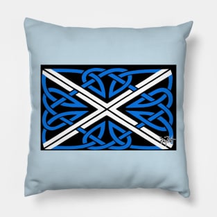 Scottish Saltire Flag in Celtic Knotwork Pillow