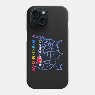 Montana, USA. Big Sky Country. With Map. Phone Case