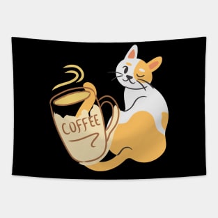 Cat And Coffee Tee Tapestry