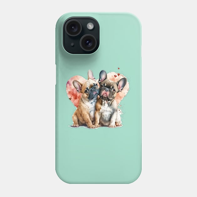 French Bulldogs in Love Phone Case by ALL STAR VIRTUAL POP-UP STUDIO