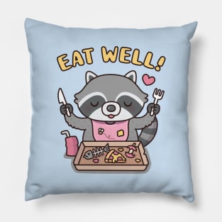 Cute Raccoon Getting Ready To Eat Well Trash Food Pillow