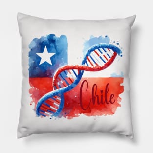 Chilean Flag Watercolor DNA Strand Art Pillow