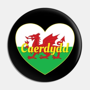 Caerdydd Cymru UK Baner Cymru Heart Pin