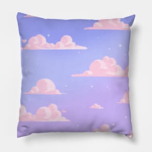 Pink Clouds Purple Sky Lo Fi Pillow