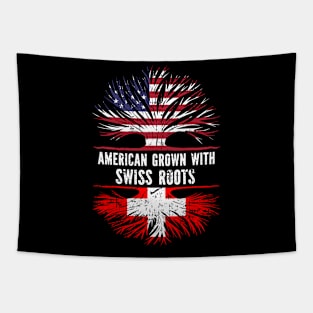 American Grown with Swiss Roots USA Flag Tapestry