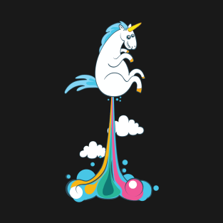 unicorn fart rainbow rocket T-Shirt