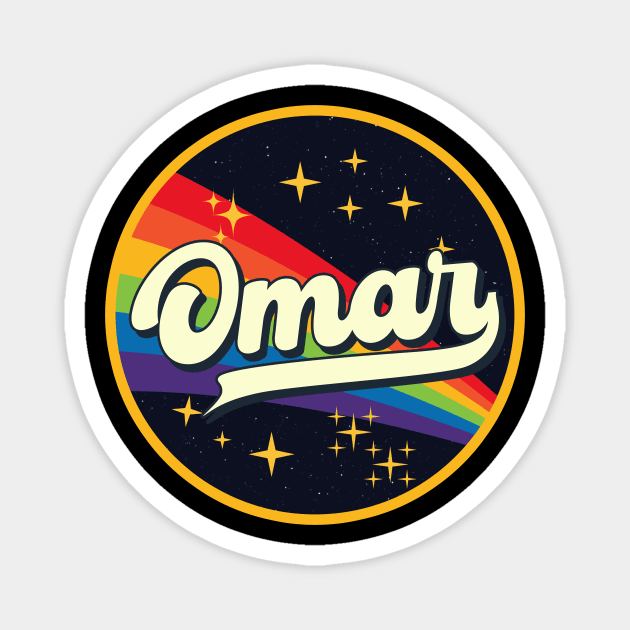 Omar // Rainbow In Space Vintage Style Magnet by LMW Art