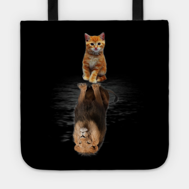Funny Cat Lover Kitten Cat And Lion Mirror Cats Tote Teepublic