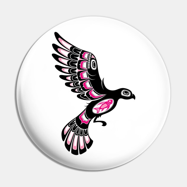 Pink and Black Haida Spirit Flying Bird Pin by jeffbartels