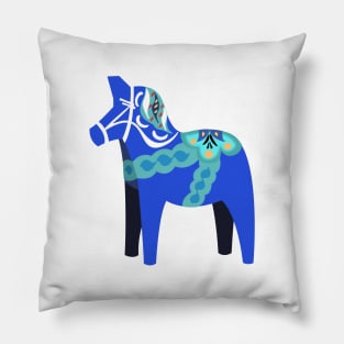 Blue Dala Horse Pillow