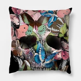 Sage Tribe Skull With Butterflies Pillow