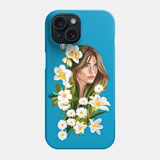 BELIA Illustration Woman with White Flowers Phone Case