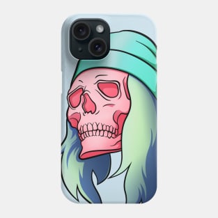 Fancy Pink Skull with Hat and Hair Phone Case