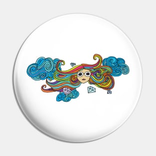 Rainbow Hair in the Sky Pin