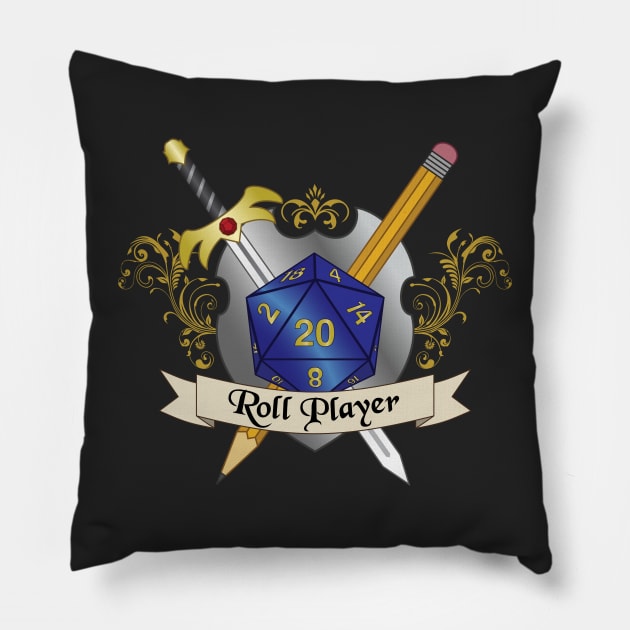 Roll Player Crest Pillow by NashSketches