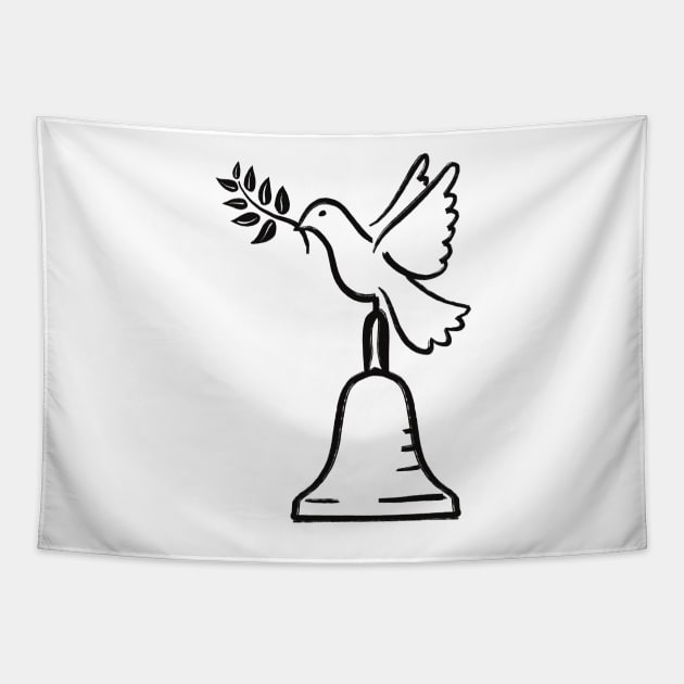 Peace Dove And Handbell black line variant Tapestry by SubtleSplit