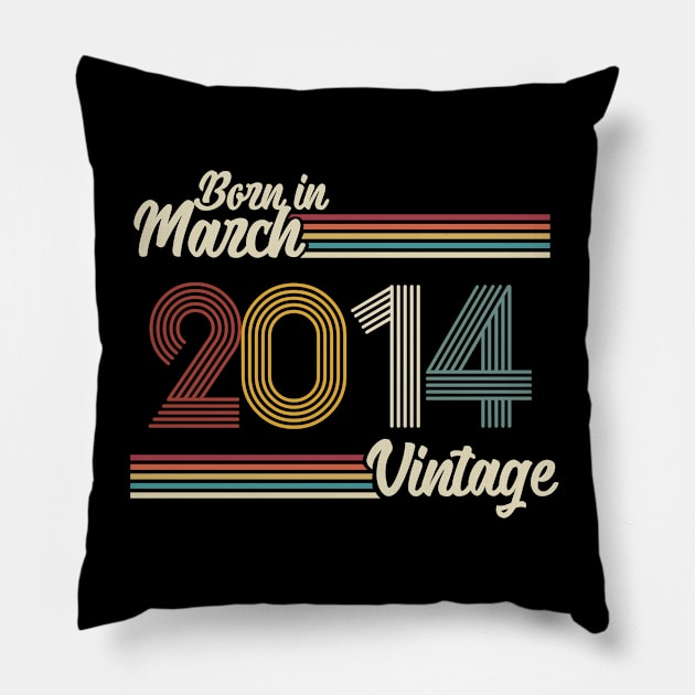 Vintage Born in March 2014 Pillow by Jokowow