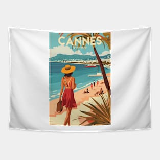 Cannes, France, Vintage Travel Poster Tapestry