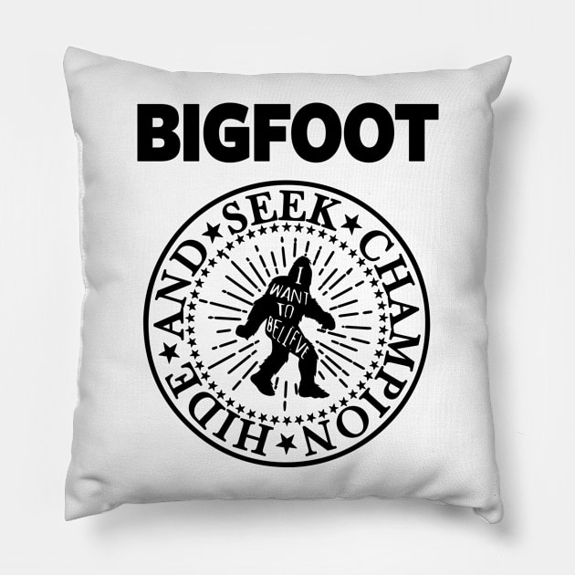 BIGFOOT HIDE AND SEEK CHAMPION Pillow by Tshirt Samurai